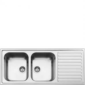 Smeg LLR116-2 мойка, нержавеющая сталь, 1160х500 мм, нержавеющая сталь матовая 8017709218607