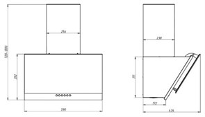 Наклонная вытяжка Elikor RX6754XB нерж/черное стекло 954542