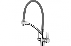 Смеситель Lemark Comfort LM3071C-Gray для кухонной мойки, с подключением к фильтру, хром/серый lm3071c-gray