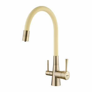 Смеситель Lemark Comfort LM3075B-Beige, для кухни с подключением к фильтру с питьевой водой, бронза/бежевый lm3075b-beige