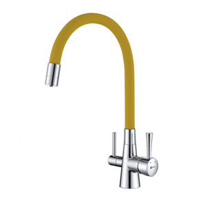 Смеситель Lemark Comfort LM3075C-Yellow для кухонной мойки, с подключением к фильтру питьевой воды, хром/желтый lm3075c-yellow