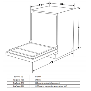 Встраиваемая посудомоечная машина Weissgauff BDW 6136 D Inverter Autoopen Timer Floor 436885