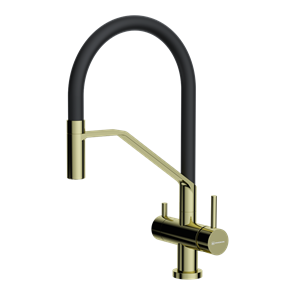 Смеситель из металла Omoikiri Akeno-LG-BL, смеситель, светлое золото/черный 4994546