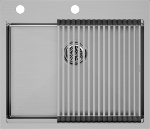 Мойка из нержавеющей стали Paulmark KRONER-PRO 59, мойка, нержавеющая брашированная сталь + PRO, ролл-мат pm705951-bs+r405-bs