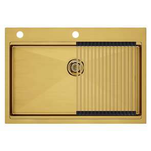 Мойка из нержавеющей стали Paulmark KRONER-PRO 75, мойка, нержавеющая сталь, брашированное золото + PRO, ролл-мат pm707551-bg+r405-bg