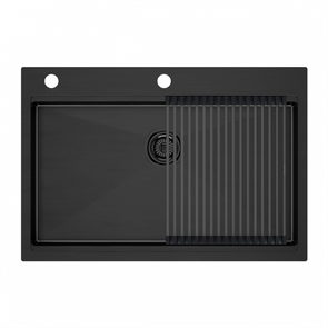 Мойка из нержавеющей стали Paulmark KRONER-PRO 75, мойка, нержавеющая сталь, вороненая сталь + PRO, ролл-мат pm707551-gm+r405-gm