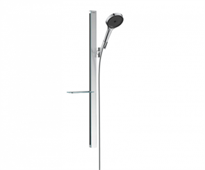 Душевой набор Hansgrohe Rainfinity 130 3jet 27672000 Unica 900 Casetta EcoSmart, корпус хром, лицевая часть черная, 3 режима струи 27672000