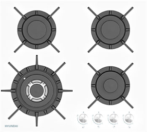 Встраиваемая газовая варочная панель Hyundai HHG 6437 WG 1598819
