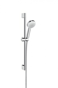 Душевой гарнитур Hansgrohe Crometta 100 1jet 26652400, штанга 65 см, корпус хром, лицевая часть белая, 1 режим струи 26652400