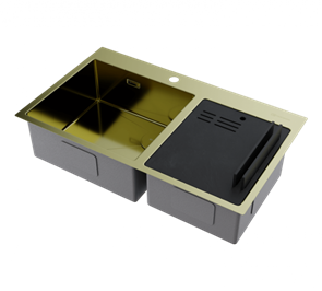 Мойка из нержавеющей стали Omoikiri Akisame 86-2 Side-LG, мойка, нержавеющая сталь/светлое золото 4997048