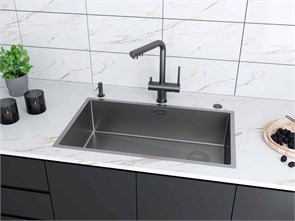 Мойка из нержавеющей стали Paulmark NEXT-SKEW 74 UNI, мойка, нержавеющая сталь, матовый черный pm887444-mbn