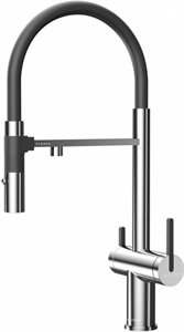 Смеситель из металла Paulmark GRAVITY, смеситель, хром, черный шланг gr213888-cr