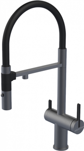 Смеситель из металла Paulmark GRAVITY, смеситель, вороненая сталь, черный шланг gr213888-gm