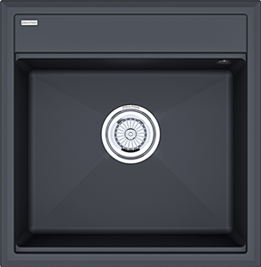 Мойка гранитная Paulmark STEPIA 50, мойка, гранит, антрацит + ADVANCE, коландер, нержавеющая сталь брашированная pm115051-an+a375-bs