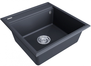 Мойка гранитная Paulmark STEPIA 50, мойка, гранит, антрацит + STEP, ролл-мат, брашированная нержавеющая сталь pm115051-an+r375-bs