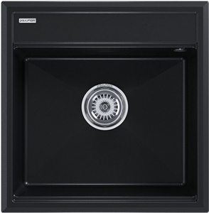 Мойка гранитная Paulmark STEPIA 50, мойка, гранит, черный металлик + ADVANCE, коландер, нерж. сталь брашированная pm115051-blm+a375-bs