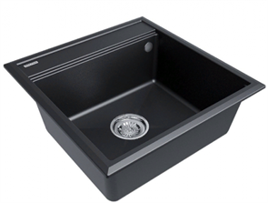 Мойка гранитная Paulmark STEPIA 50, мойка, гранит, черный металлик + STEP, ролл-мат, брашированная нержавеющая сталь pm115051-blm+r375-bs