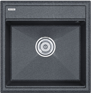 Мойка гранитная Paulmark STEPIA 50, мойка, гранит, графит + ADVANCE, коландер, нержавеющая сталь брашированная pm115051-dg+a375-bs