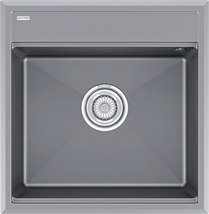 Мойка гранитная Paulmark STEPIA 50, мойка, гранит, серый металлик + ADVANCE, коландер, нерж. сталь брашированная pm115051-grm+a375-bs