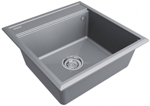 Мойка гранитная Paulmark STEPIA 50, мойка, гранит, серый металлик + STEP, ролл-мат, брашированная нержавеющая сталь pm115051-grm+r375-bs