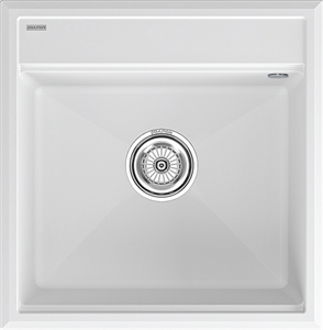 Мойка гранитная Paulmark STEPIA 50, мойка, гранит, белый + ADVANCE, коландер, нержавеющая сталь брашированная pm115051-wh+a375-bs