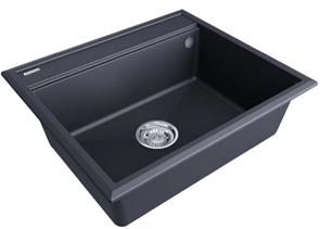 Мойка гранитная Paulmark STEPIA 60, мойка, гранит, антрацит + STEP, ролл-мат, брашированная нержавеющая сталь pm115951-an+r375-bs