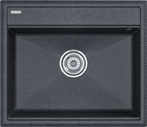 Мойка гранитная Paulmark STEPIA 60, мойка, гранит, графит + ADVANCE, коландер, нержавеющая сталь брашированная pm115951-dg+a375-bs