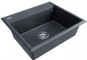 Мойка гранитная Paulmark STEPIA 60, мойка, гранит, графит + STEP, ролл-мат, брашированная нержавеющая сталь pm115951-dg+r375-bs