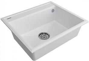 Мойка гранитная Paulmark STEPIA 60, мойка, гранит, белый + STEP, ролл-мат, брашированная нержавеющая сталь pm115951-wh+r375-bs