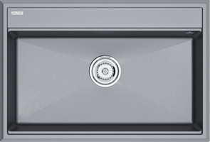 Мойка гранитная Paulmark STEPIA 80, мойка, гранит, серый металлик + ADVANCE, коландер, нержавеющая сталь pm117551-grm+a375-bs