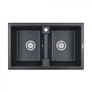 Мойка гранитная Paulmark TANDEM 80/2, мойка, гранит, черный металлик pm238150-blm