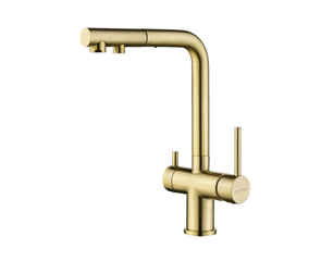 Смеситель из металла Paulmark SERPENTINE, смеситель, светлое брашированное золото se213222-sbg