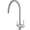 Смеситель для кухонной мойки Lemark Comfort LM3075C-Silver, подключение к фильтру с питьевой водой, с гибким изливом, хром/серебристый lm3075c-silver - фото 265767