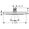 Верхний душ Hansgrohe Croma 220 EcoSmart, 26465000, 22х22 см, 1 тип струи, без держателя 26465000