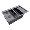 Мойка из нержавеющей стали Paulmark KRONER 78/2SF, мойка, нержавеющая сталь, вороненая сталь, левая pm227851-gml